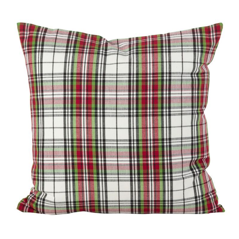 Multicolor Tartan Plaid Cotton Down Filled Throw Pillow, 20"