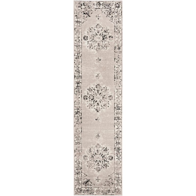 Reversible Silver Floral 24" Rectangular Synthetic Rug