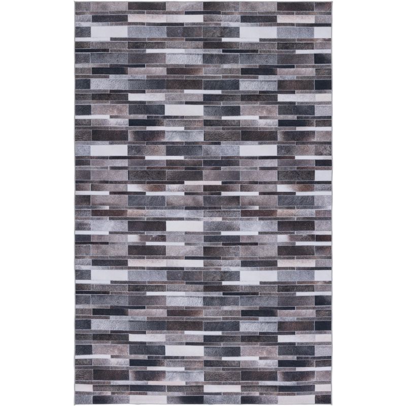 Gray Faux Fur Rectangular Washable Area Rug