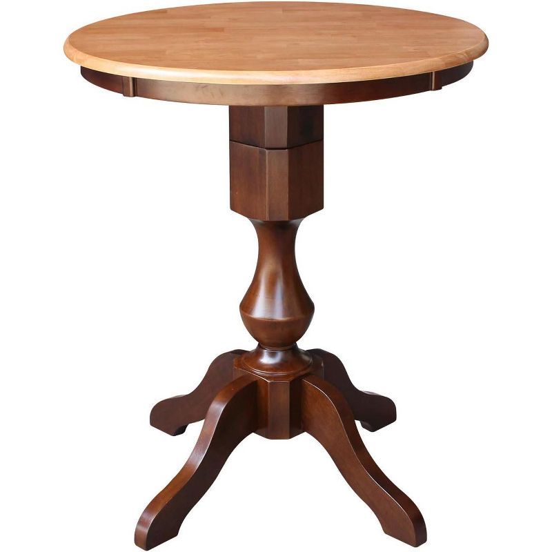 30" Round Medium Wood Counter Height Pedestal Dining Table