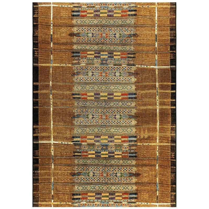 Sunset Gold Flat Woven 8' x 10' Synthetic Stripe Area Rug