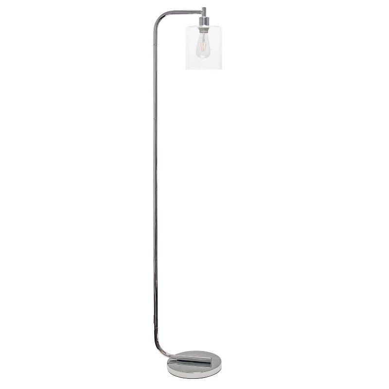 Sleek Chrome Arc Floor Lamp with Clear Glass Shade