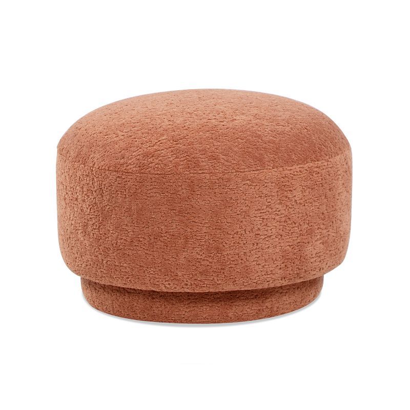 Spice Orange Fleeced Teddy Round Footstool Ottoman