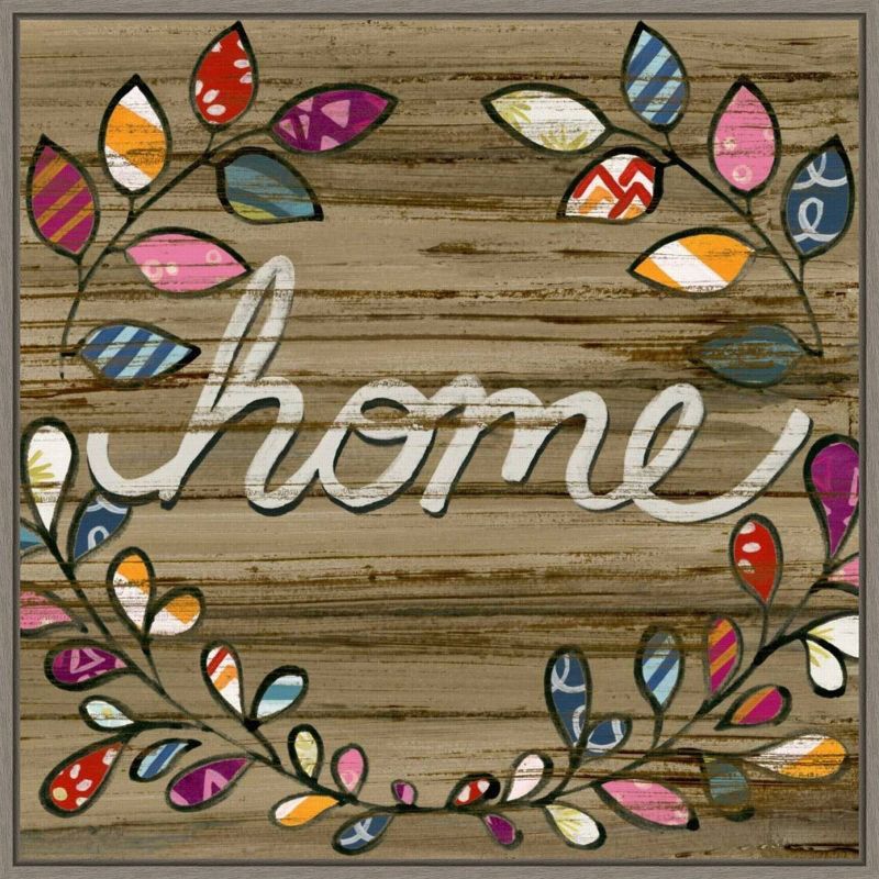 Colorful Home Quote Canvas Print with Distressed Frame