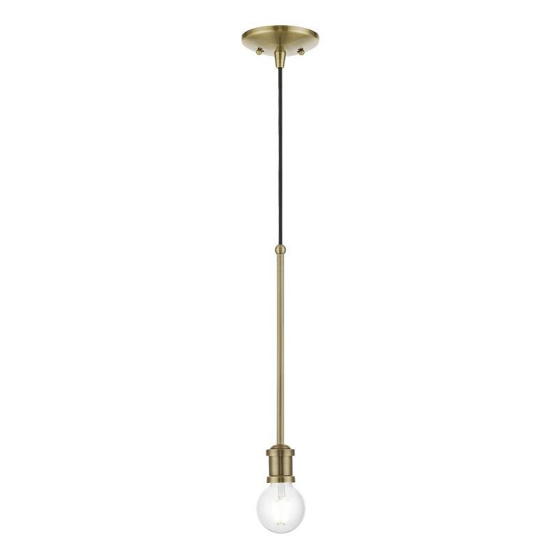 Mini Lansdale 5" Antique Brass Incandescent Indoor/Outdoor Pendant