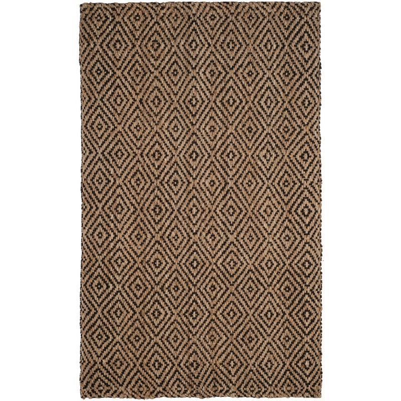 Natural Black Hand-Woven Jute Area Rug, 5' x 8'