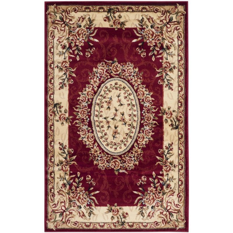 Red and Ivory Floral Synthetic Tufted Area Rug 12' x 15'