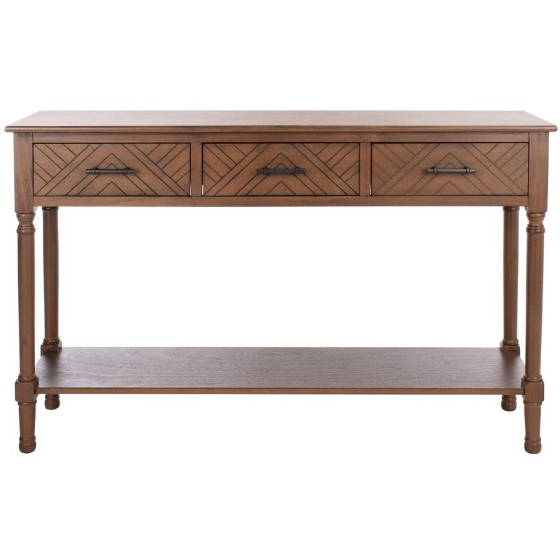 Peyton 51'' French Brown Wood & Metal Console Table with Storage
