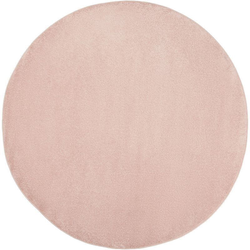 Pink Round 6' Easy Care Synthetic Area Rug