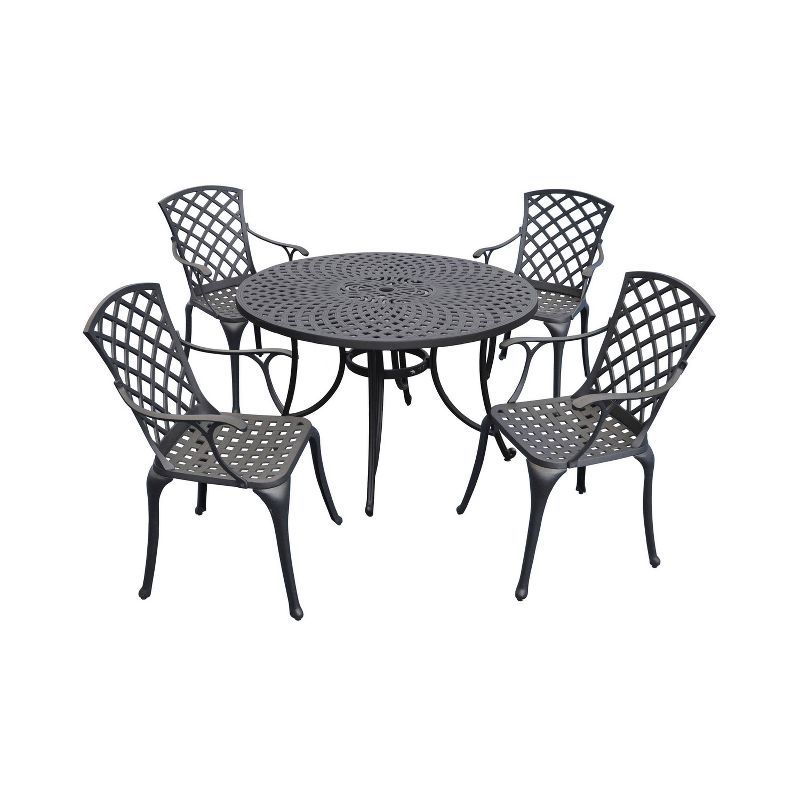 Sedona 51" Black Cast Aluminum 4-Person Outdoor Dining Set