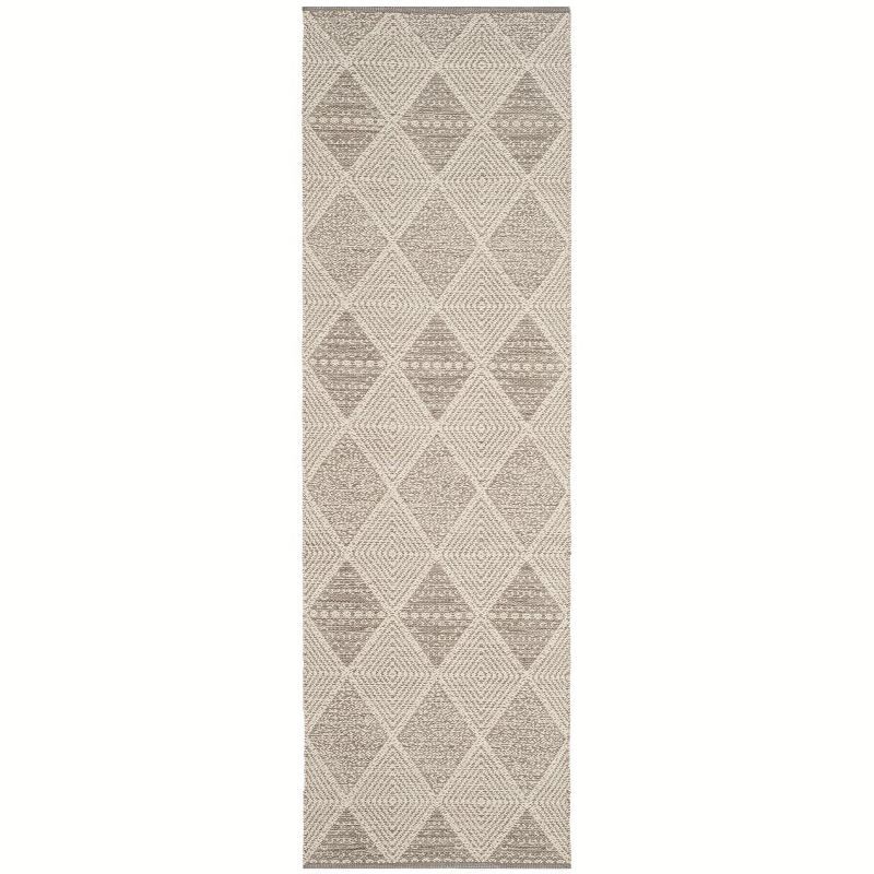 Makeda Casual Gray Cotton 27" Handwoven Runner Rug