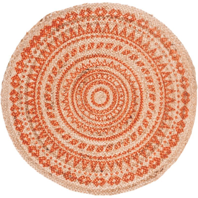 Handmade Black Round Jute Non-Slip Area Rug, 3' Diameter