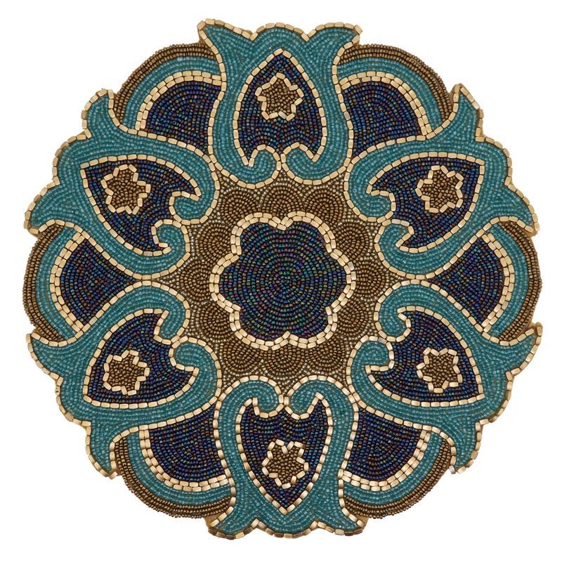 Intricate Beaded Design Round Placemats, Set of 4