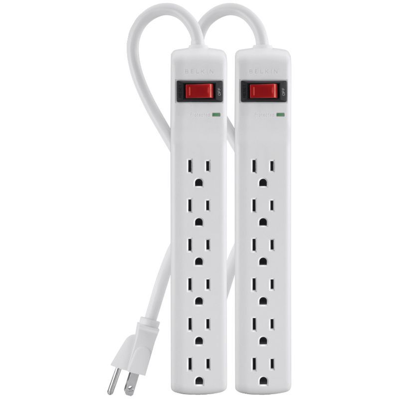 Belkin 6-Outlet White Surge Protector Power Strip 2-Pack