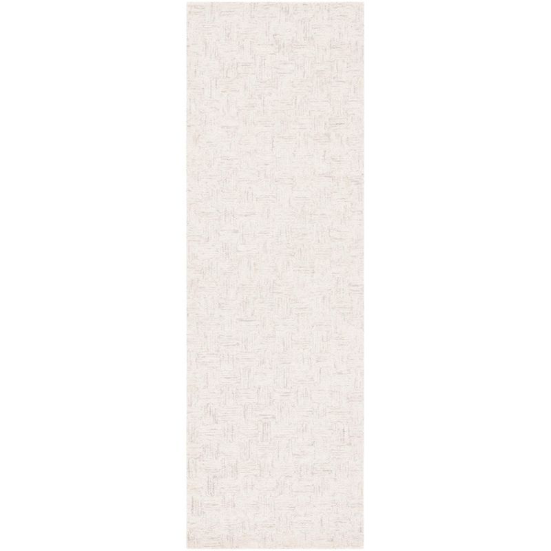 Light Grey and Ivory Hand-Tufted Wool Runner Rug