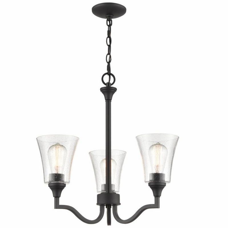 Matte Black 21" Mini Chandelier with Clear Glass Shades