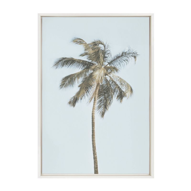 Sylvie One Coconut Palm Tree Coastal Framed Canvas Wall Art