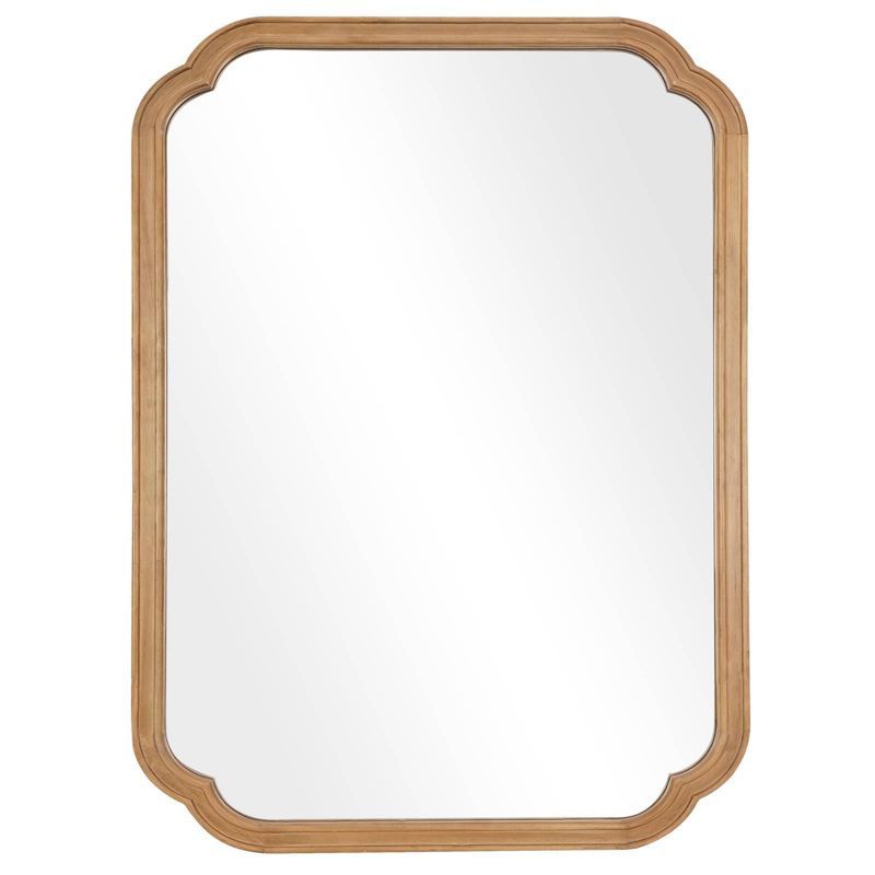 Natural Wood Scalloped Edge Wall Mirror 30" x 40"