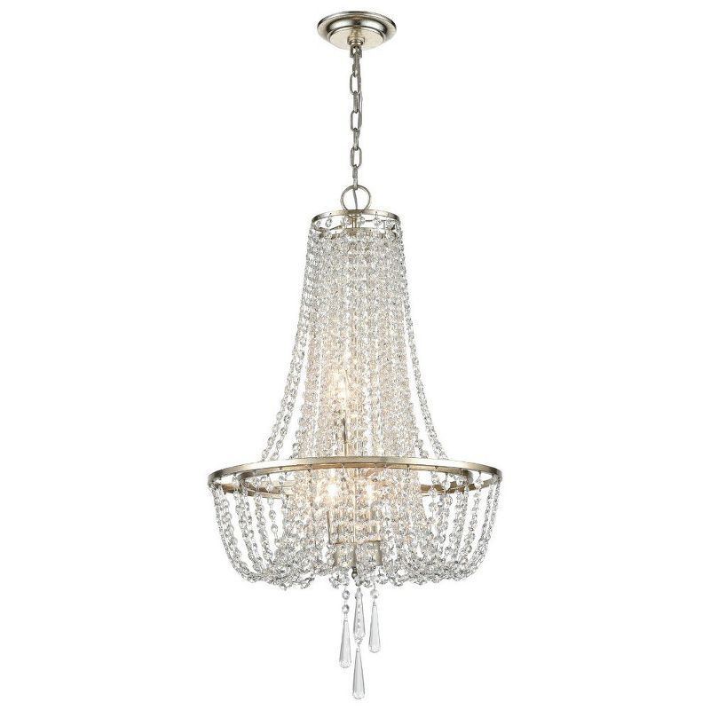 Arcadia Mini Antique Silver Hand Cut Crystal 4-Light Chandelier