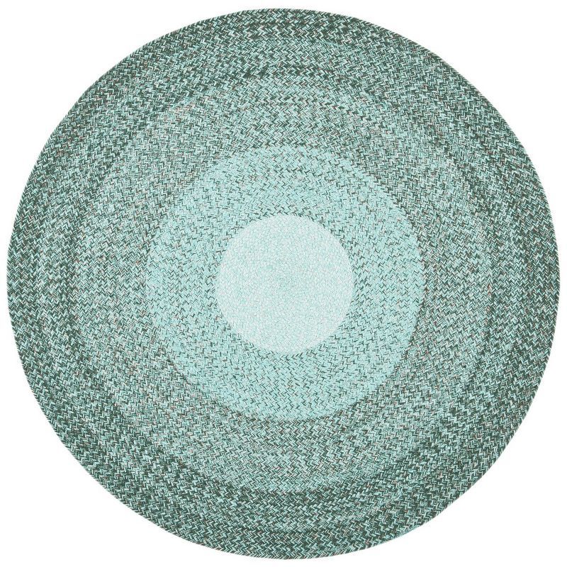 Hand-Knotted Blue Cotton Round Area Rug