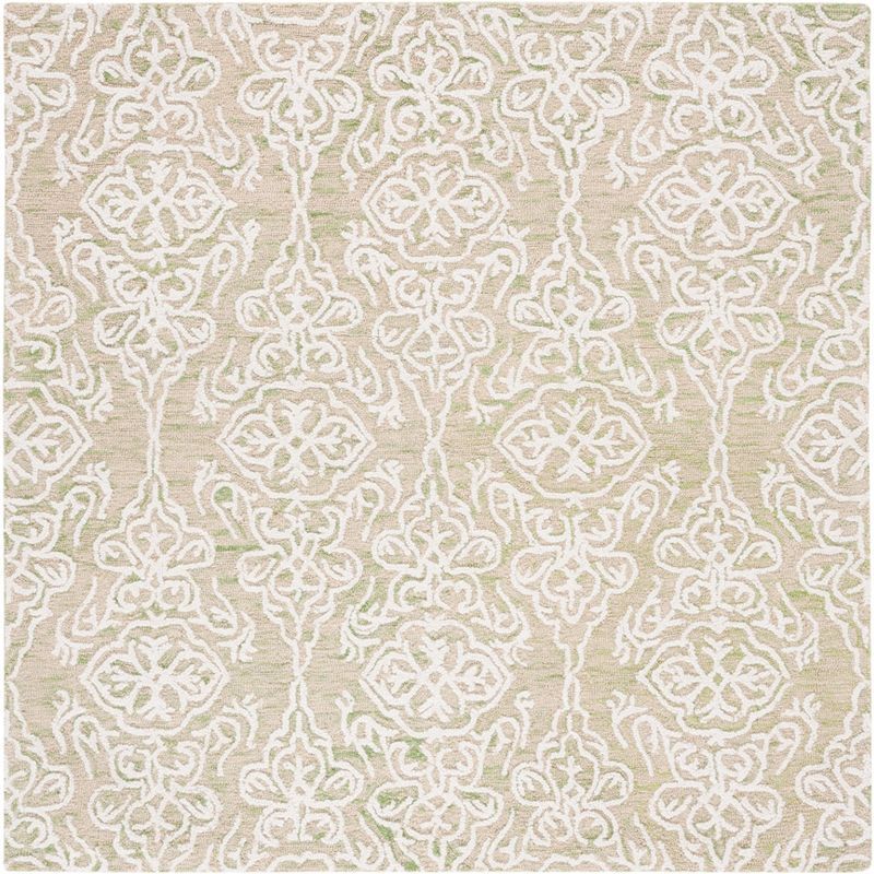 Ivory Elegance 6' Square Hand-Tufted Wool Area Rug