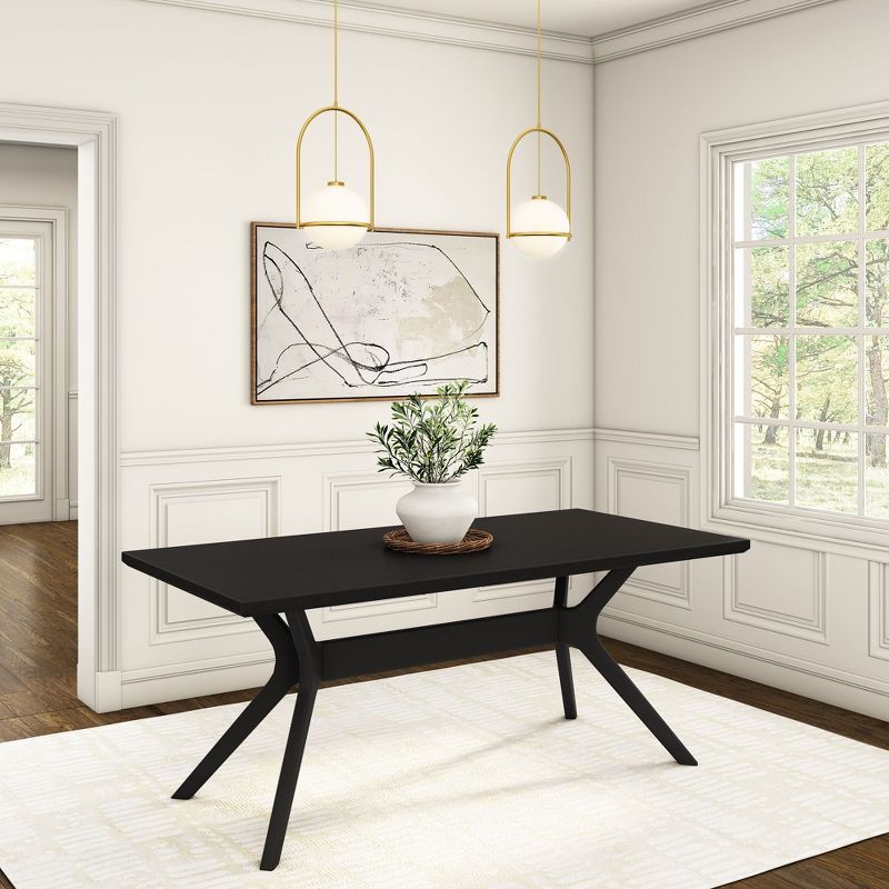 Verso 72" Black Solid Pine and Rubberwood Dining Table for Six