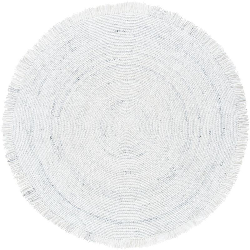 59" Gray Synthetic Round Braided Handmade Washable Rug