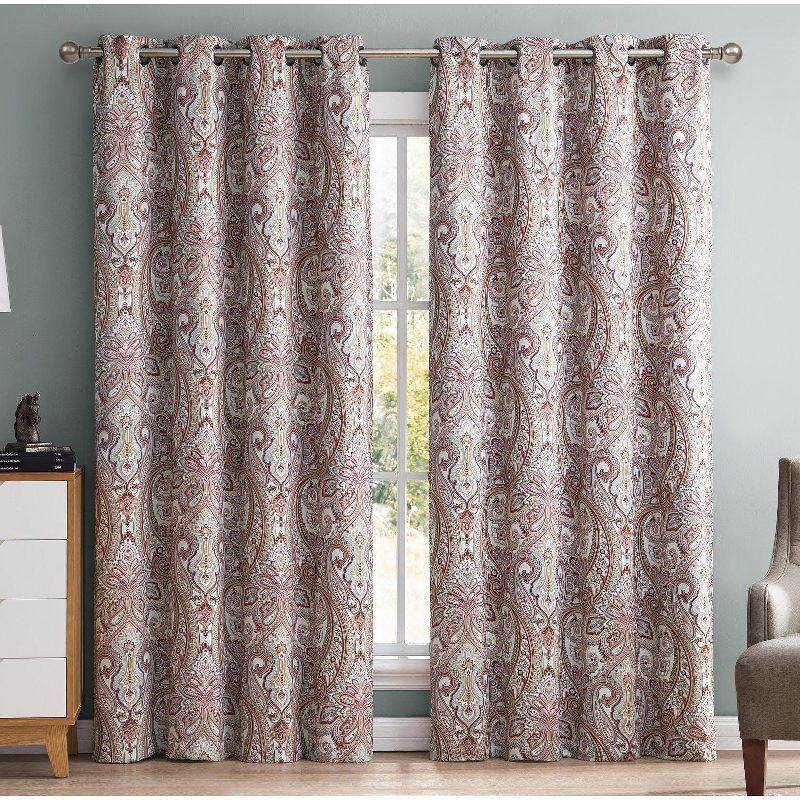 Spice Paisley Blackout Grommet Window Curtain Panels, 50" x 84"