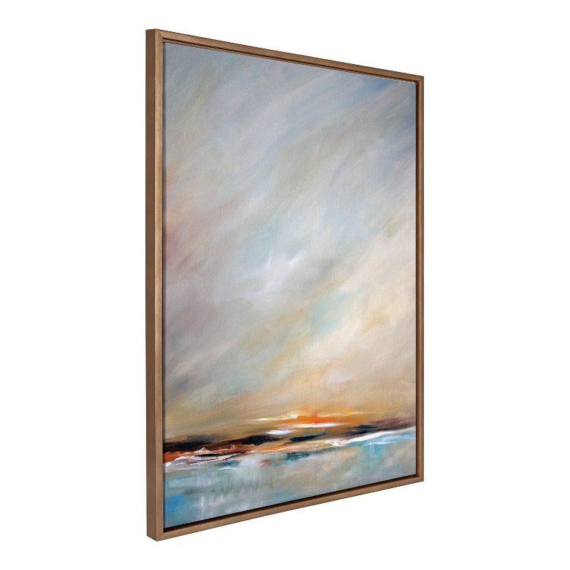 Day's End Coastal Landscape Canvas with Gold Frame