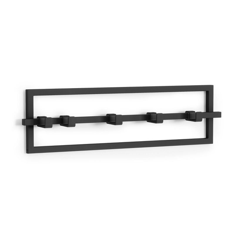 Black Steel Wall Hook with Movable Hooks