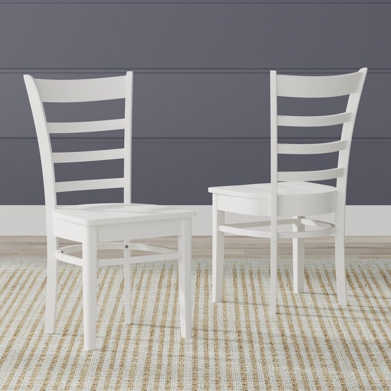 White Upholstered Wood Slat Back Dining Chair Set