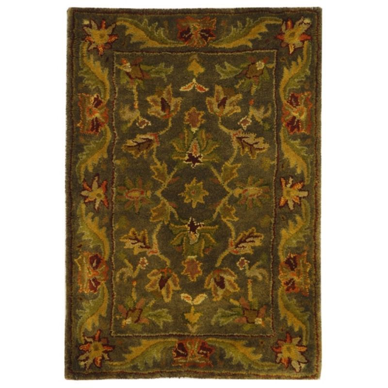 Handmade Green and Gold Wool Tufted Square Rug