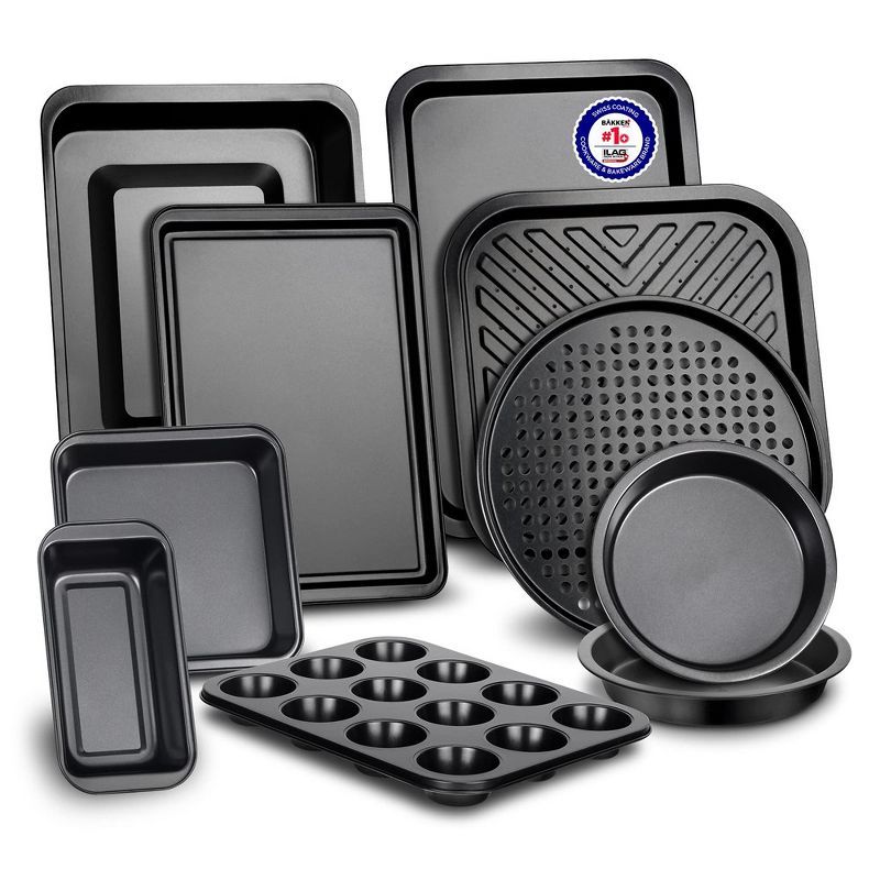 10-Piece Black Non-Stick Carbon Steel Bakeware Set