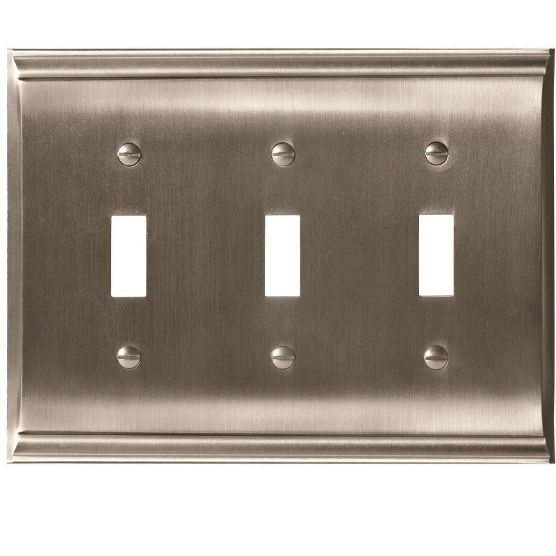 Satin Nickel Triple Toggle Switch Wall Plate