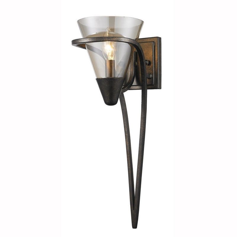 Burnt Sienna Bronze Swing Arm Wall Sconce with Glass Shade