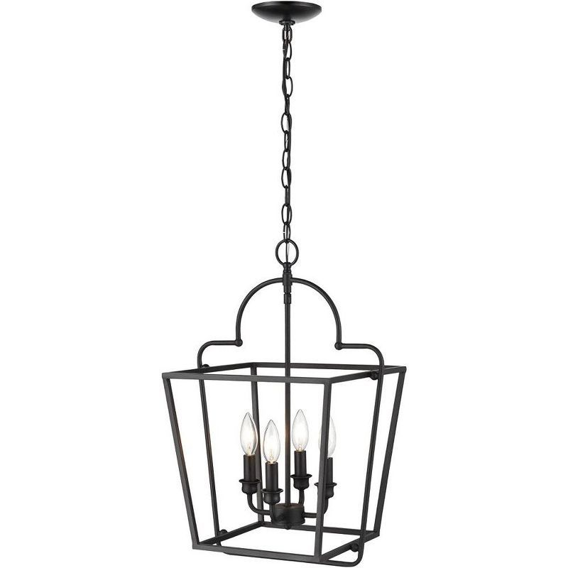 Matte Black Metal 4-Light Pendant - 22" Tall and 15" Wide