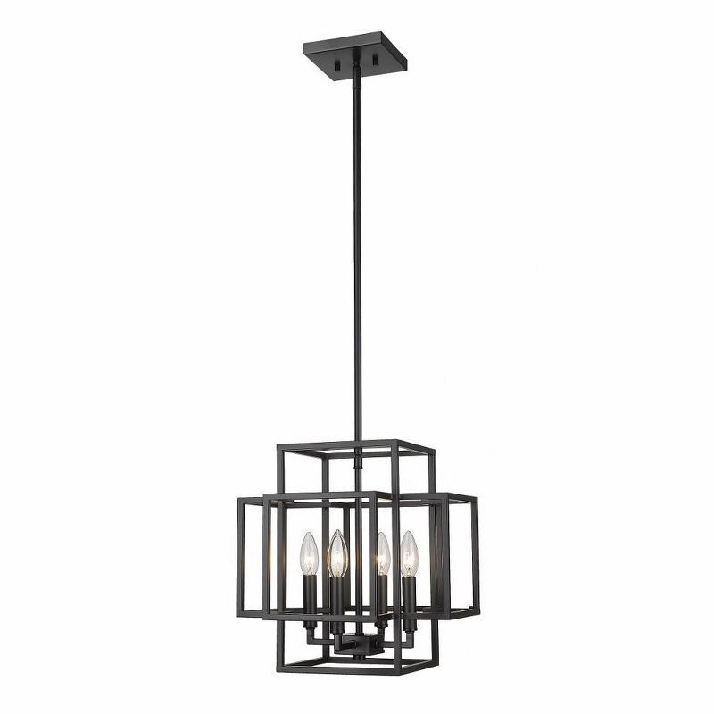 Contemporary Titania Matte Black 14" Geometric Pendant Light