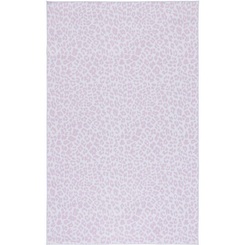Ivory and Pink Faux Fur Rectangular Washable Area Rug