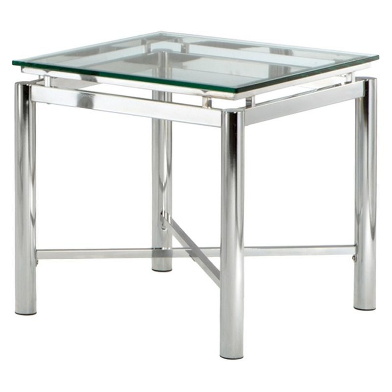 Nova Square Chrome X-Base End Table with Tempered Glass Top