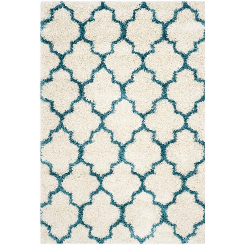 Ivory and Blue Shag Kids 4' x 6' Area Rug