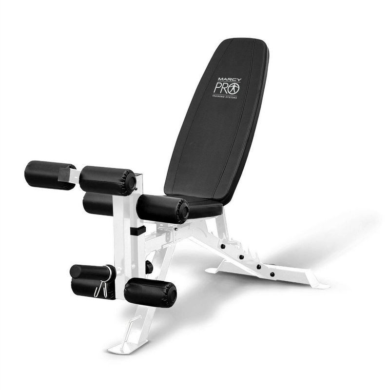 Marcy White Adjustable Multipurpose Home Gym Weight Bench with Caster Wheels