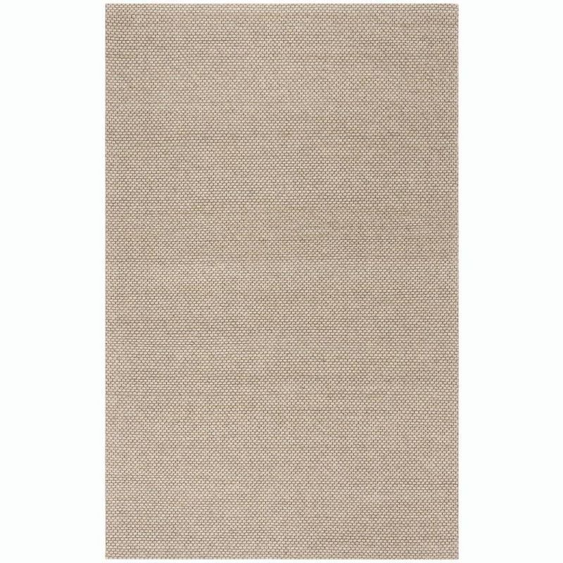 Beige Hand-Woven Wool Rectangular Area Rug, 5' x 8'