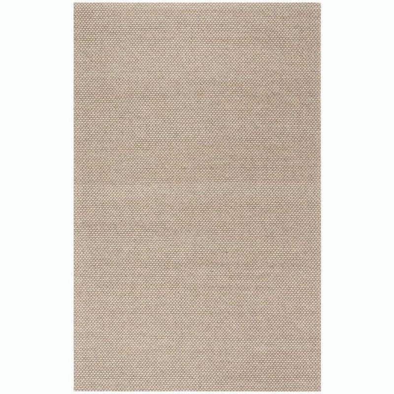 Beige Hand-Woven Wool Rectangular Area Rug, 5' x 8'