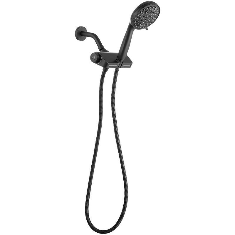 Matte Black Dual Shower Head with Handheld and Stainless Steel Hose