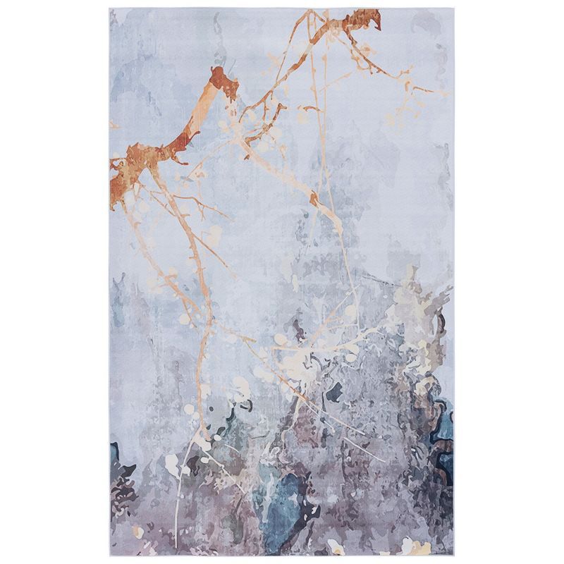 Gray and Beige Abstract Synthetic 6' x 9' Area Rug