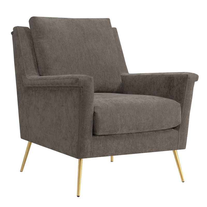 Cocoa Brown Velvet Glam Accent Chair with Gold Legs