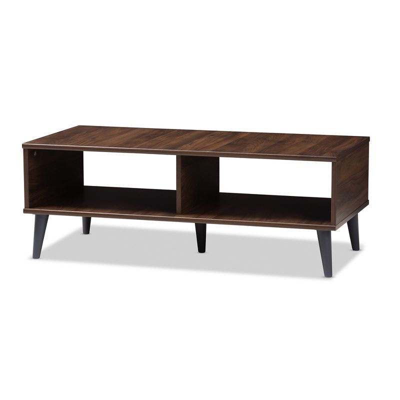 Mid-Century Modern Brown and Dark Grey Wood Coffee Table