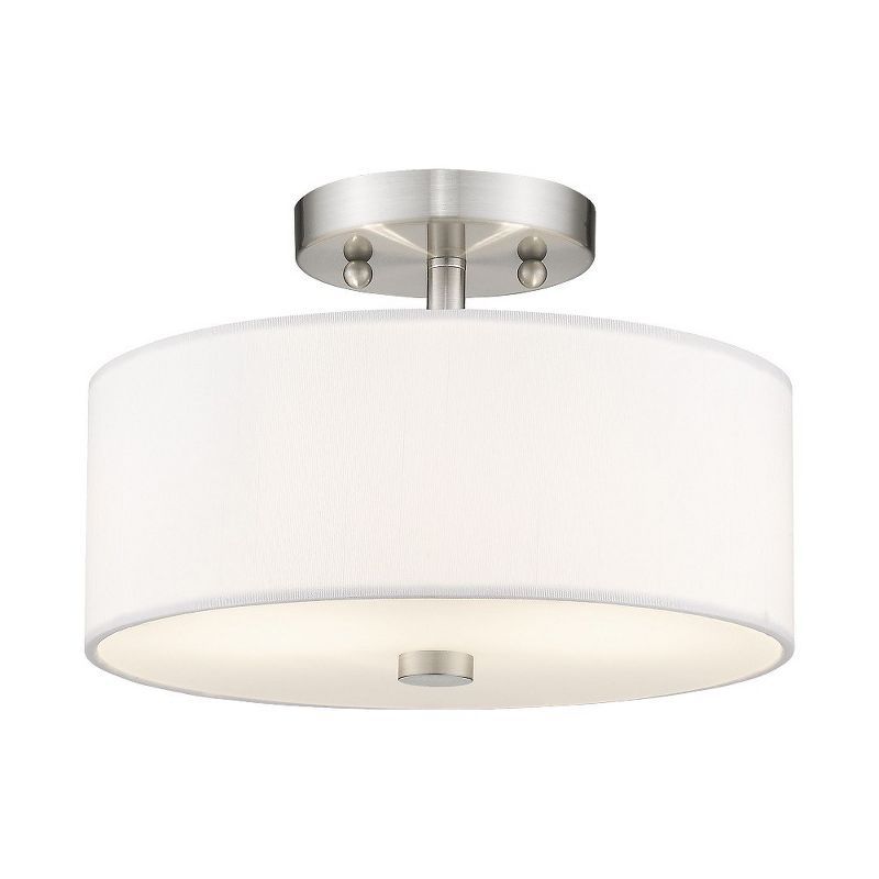 Elegant Brushed Nickel Drum Shade Semi-Flush Mount Light