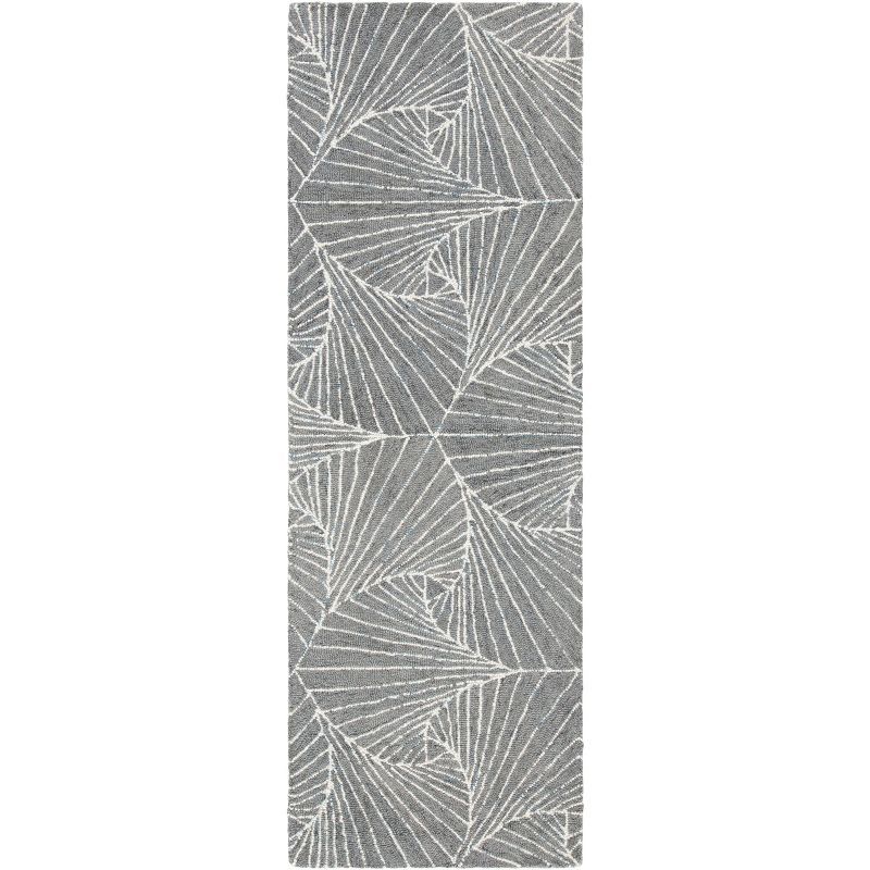 Elegant Gray Wool Handmade Tufted Runner Rug - 27" x 6"