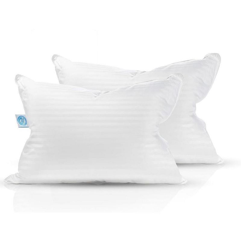 Queen Size White Goose Feather Down Pillow Set of 2